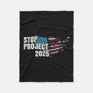 Project 2025 Anti Trump American Flag Fleece Blanket