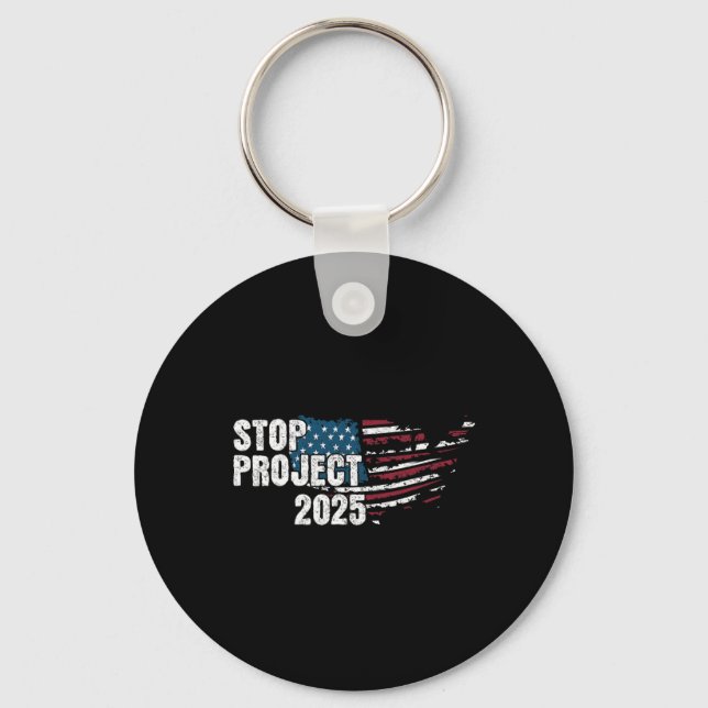 Project 2025 Anti Trump American Flag  Key Ring (Front)