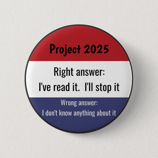 Project 2025 - Right Answer 6 Cm Round Badge (Front)