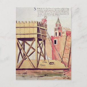 Project for a siege tower postcard