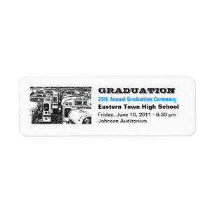 Project Graduation Announcement Label School Bus