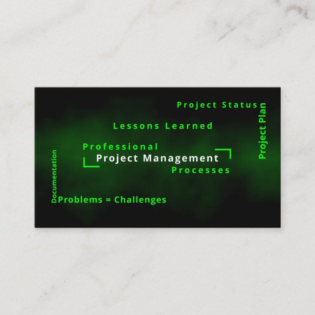 Project management business solutions expert terms business card (Front)