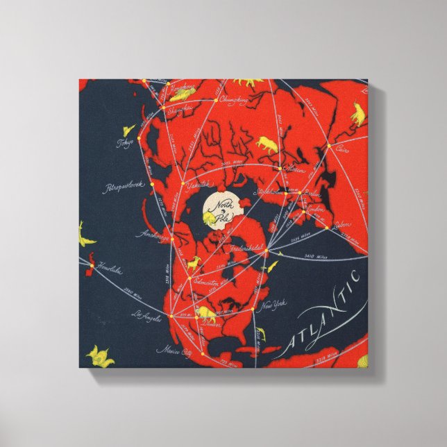 Projected Global Air Routes World Canvas Print (Front)