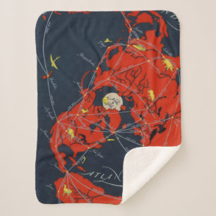 Projected Global Air Routes World Sherpa Blanket
