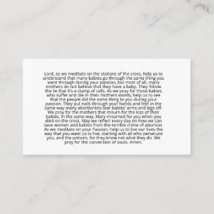 Prolife prayer For the stations of the cross Business Card