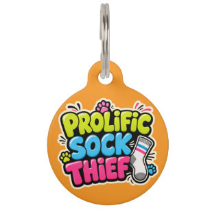 Prolific Sock Thief Funny Dog & Cat Pet Tag