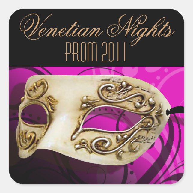 Prom 2011 Venetian Nights Masquerade Party Square Sticker (Front)