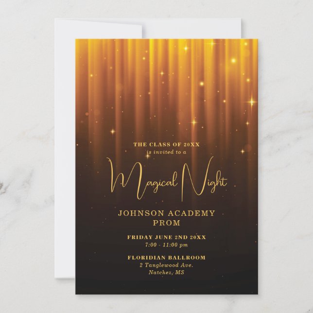 Prom Invitation Magical Night Golden Lights (Front)
