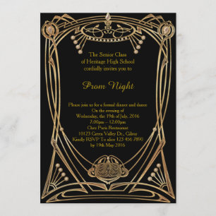 Prom Night, back gold Invitation