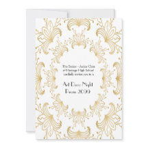 Prom Senior, Art Deco, Flowers Stylised,white gold