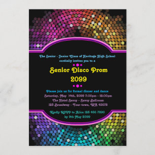 Prom senior junior, Disco,Gatsby style,Disco light Invitation