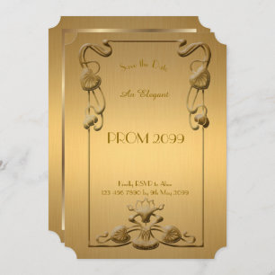 Prom Senior-Junior, Gold x Gold Geometric,Art Deco Invitation