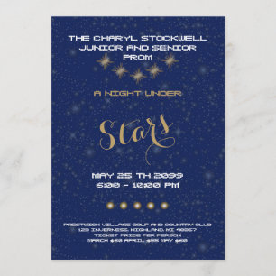Prom senior Junior, Night Under Stars, blue, Stars Invitation