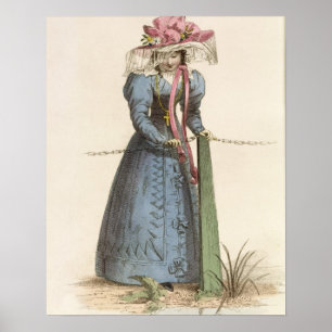 Promenade Dress, fashion plate from Ackermann's Re Poster