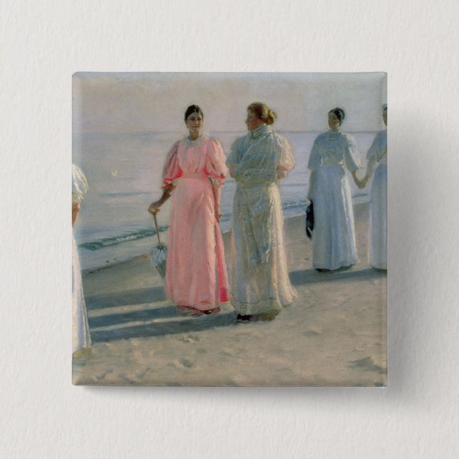 Promenade on the Beach 15 Cm Square Badge (Front)