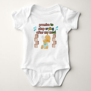 Promise to Stop Crying White Baby Bodysuit