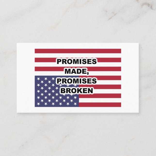 Promises Made, Promises Broken Business Card (Front)