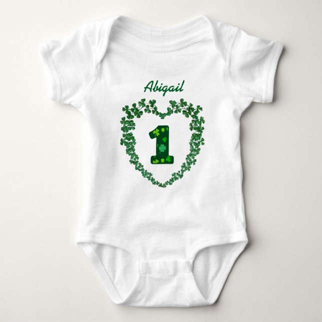 PROMO5 St Patricks Day Lucky 1st Birthday Baby Bodysuit (Front)