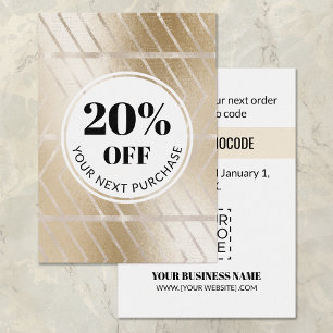 Promo Code Gold Herringbone Discount Cards