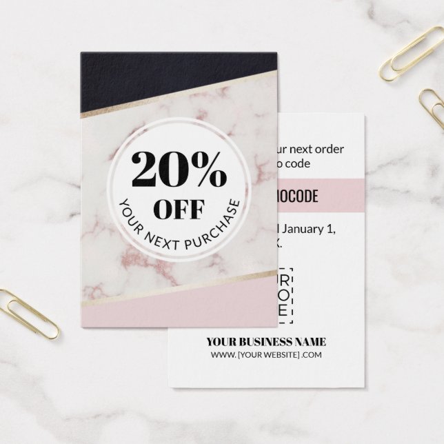 Promo Code Pink Black Colour Block Discount Cards (Office)
