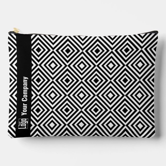Promo Company Logo Name Black & White Pattern Accessory Pouch (Front)