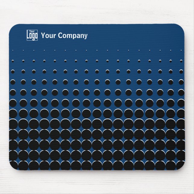 Promo Half Tone Pattern Blue White Black Logo Name Mouse Pad (Front)