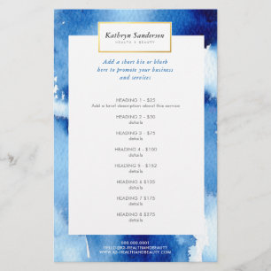 PROMO PRICE SERVICE LIST dark blue watercolor Flyer