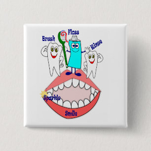 Promote Dental Hygiene 15 Cm Square Badge