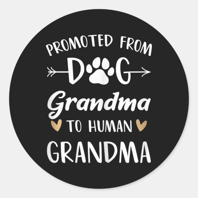 Promoted From Dog Grandma To Human Grandma Grandmo Classic Round Sticker (Front)