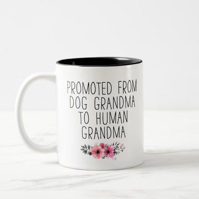 Promoted From Dog Grandma to Human Grandma Two-Ton Two-Tone Coffee Mug (Left)