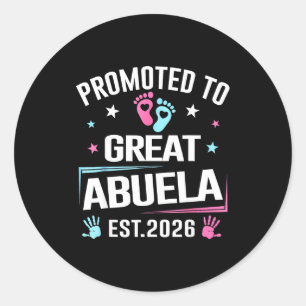 Promoted Great Abuela Est Pregnancy Classic Round Sticker