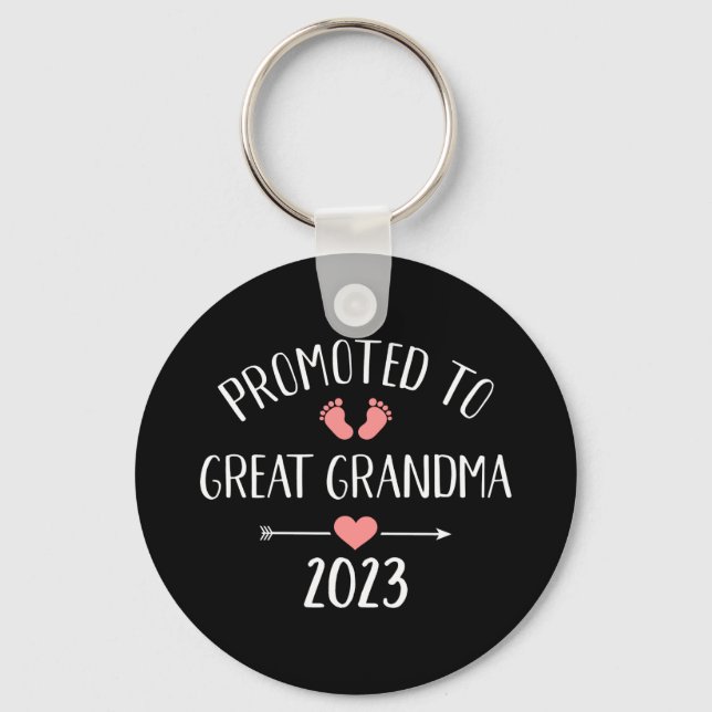 Promoted great grandma 2023 pregnancy announcement key ring (Front)