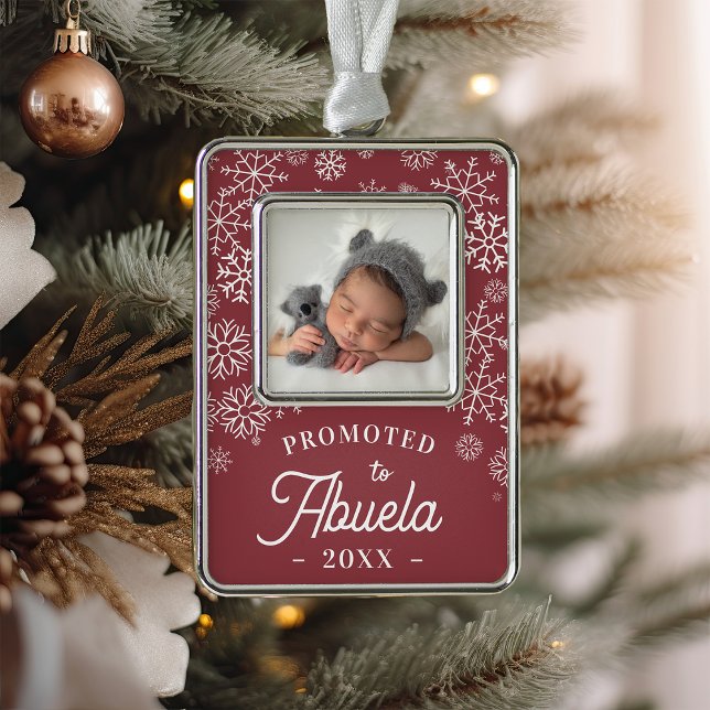 Promoted to Abuela | Baby Photo Grandma Silver Plated Framed Ornament (Creator Uploaded)