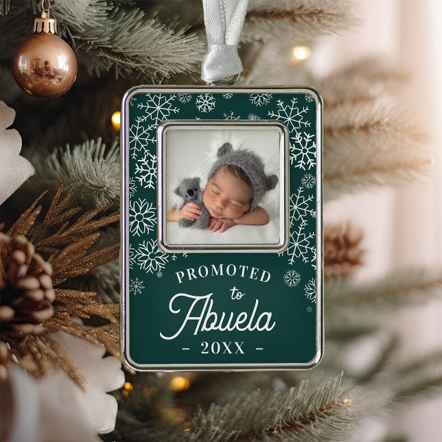 Promoted to Abuela | Baby Photo Grandma Silver Plated Framed Ornament (Creator Uploaded)