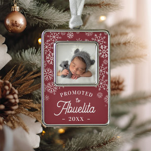 Promoted to Abuelita   Baby Photo Grandma Silver Plated Framed Ornament