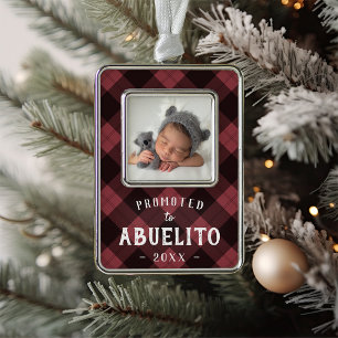 Promoted to Abuelito Baby Photo Silver Plated Framed Ornament