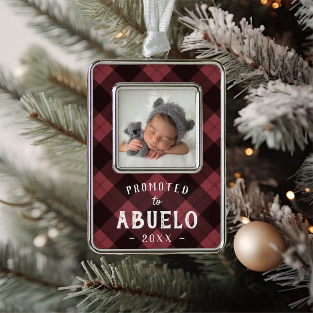 Promoted to Abuelo Baby Photo Silver Plated Framed Ornament (Creator Uploaded)