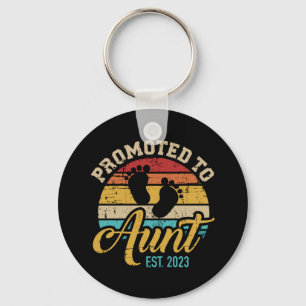 Promoted to aunt 2023 vintage retro key ring