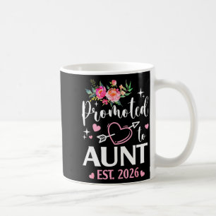 Promoted to aunt 2026 first time aunt flower heart coffee mug