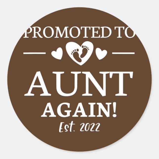 Promoted To Aunt Again 2022 Aunt Again 2022  Classic Round Sticker (Front)