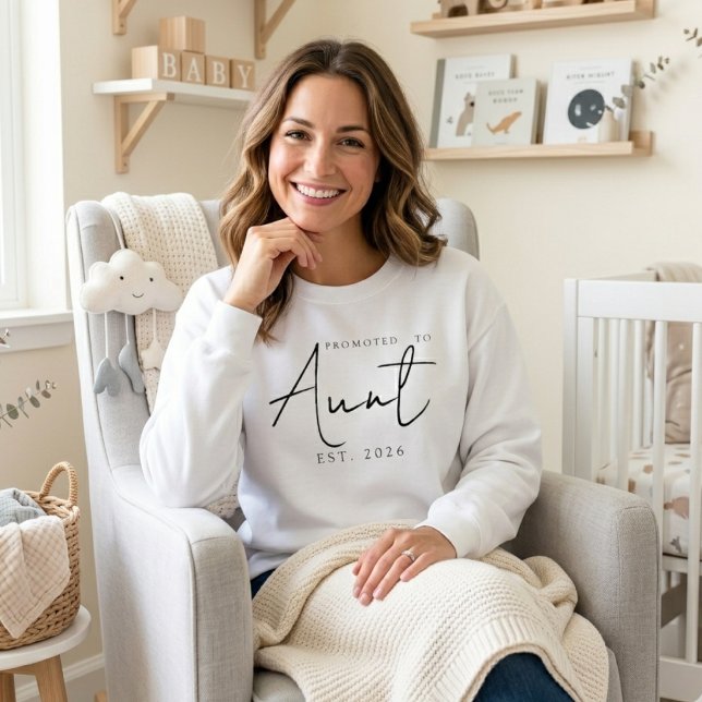 Promoted To Aunt Cosy EST Year Script Sweatshirt (Creator Uploaded)