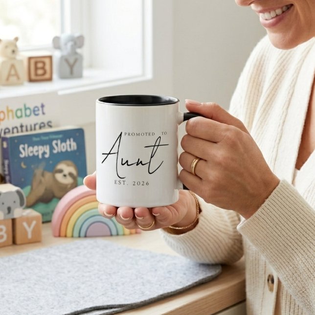 Promoted To Aunt Elegant EST Year Script Mug (Creator Uploaded)