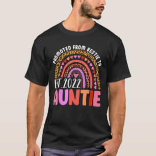 Promoted To Aunt Est 2022 Cute Leopard Rainbow Mot T-Shirt