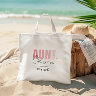 Promoted to Aunt EST 2025 Personalised New Aunt Tote Bag