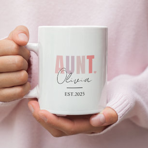 Promoted to Aunt EST 2025   Personalized New Aunt Two-Tone Coffee Mug