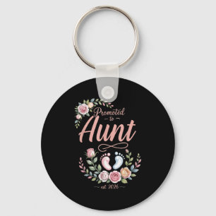 Promoted To Aunt Est 2026 Floral Women Men Mothers Key Ring