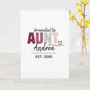 Promoted to Aunt EST 2026   Personalised Cute gift Card