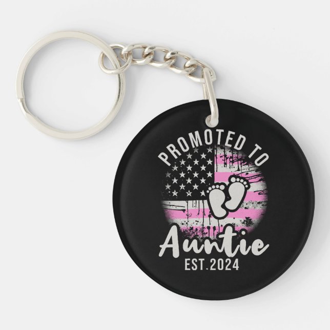 Promoted to Auntie 2024  Key Ring (Front)