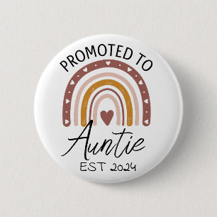 Promoted to Auntie 2024, Pregnancy Announcement 6 Cm Round Badge