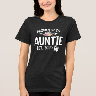 Promoted To Auntie 2026 Pregnancy Announcement Tri-Blend Shirt